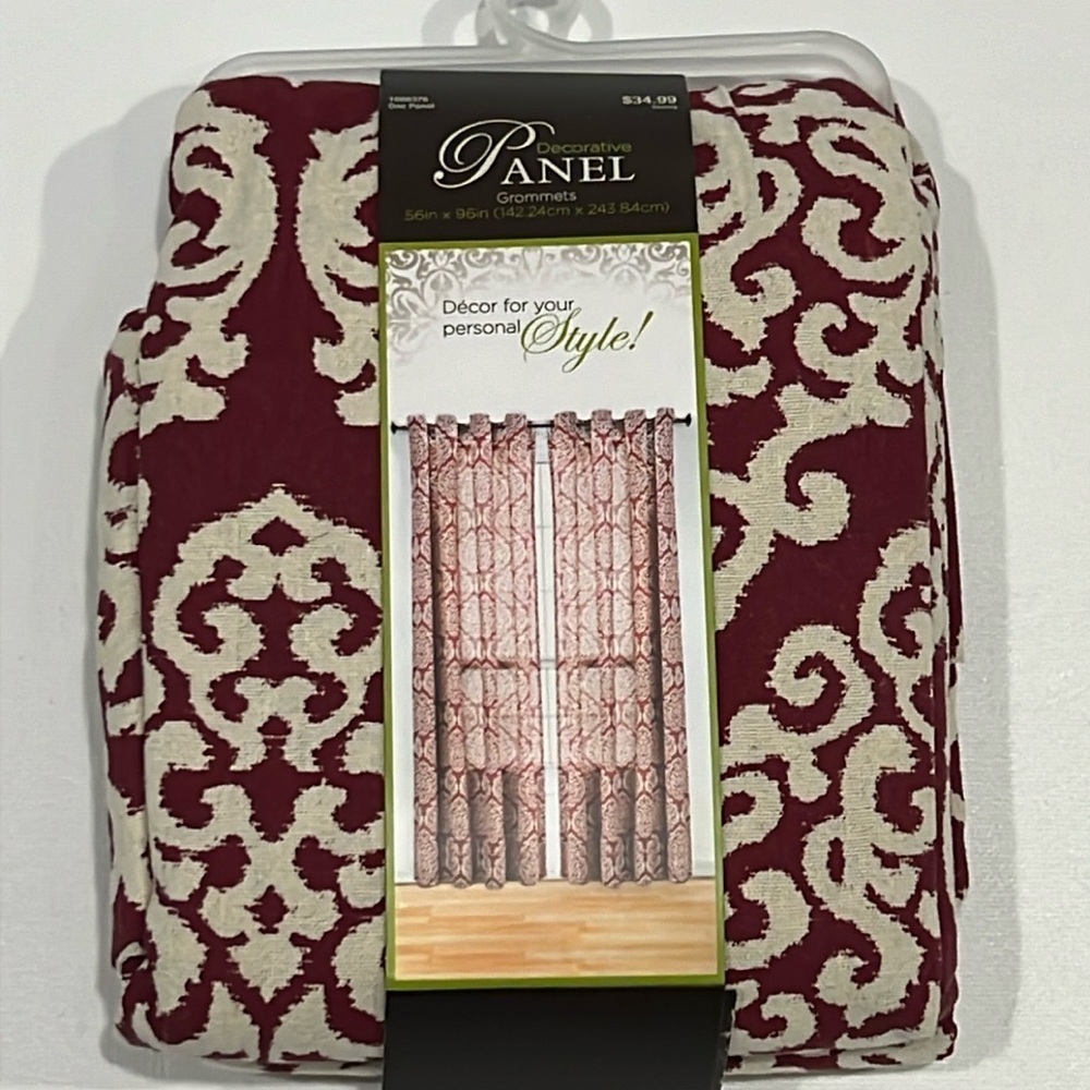 Hobby Lobby Curtain Panels - Burgundy and Cream - 56 x 96 w/ Grommets - NEW